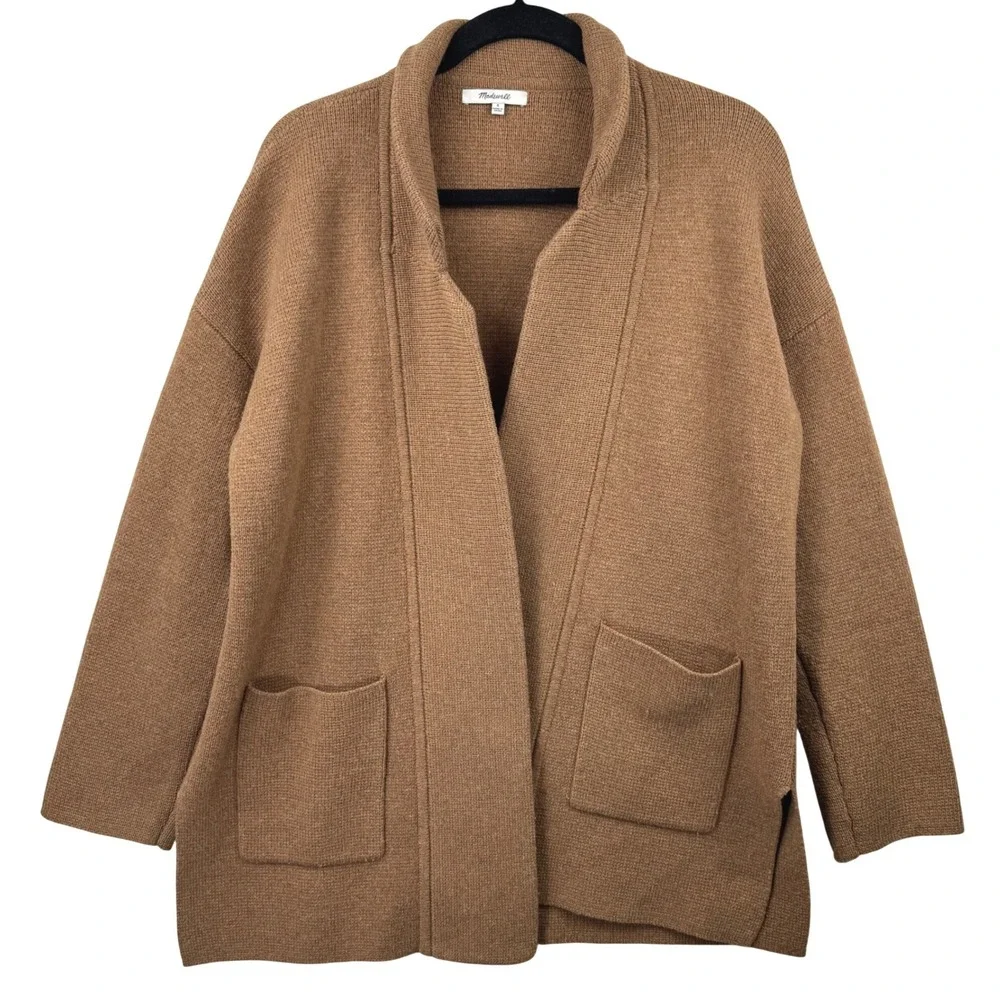 Madewell Kent Cardigan Sweater Women Small Brown‎ Merino Wool Blend Open Front